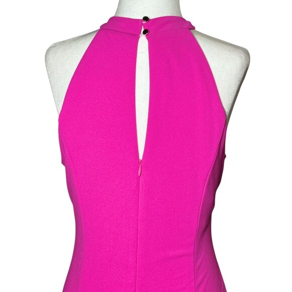 Julia Jordan Womens Midi Dress Size 6 Pink Twist Neck Halter Tulip Hem Summer - Picture 4 of 10